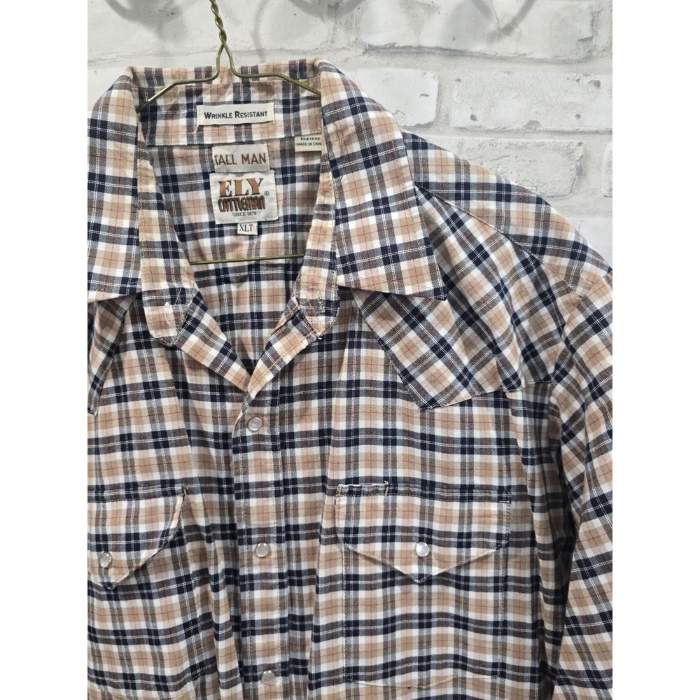 Ely Cattleman Shirt Mens XLT Extra Large Tall‎ Western Pearl Snap Rodeo Cowboy